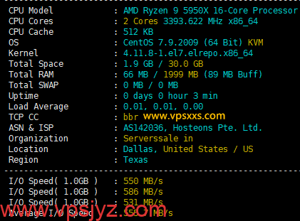 hosteons美国达拉斯vps硬件测试