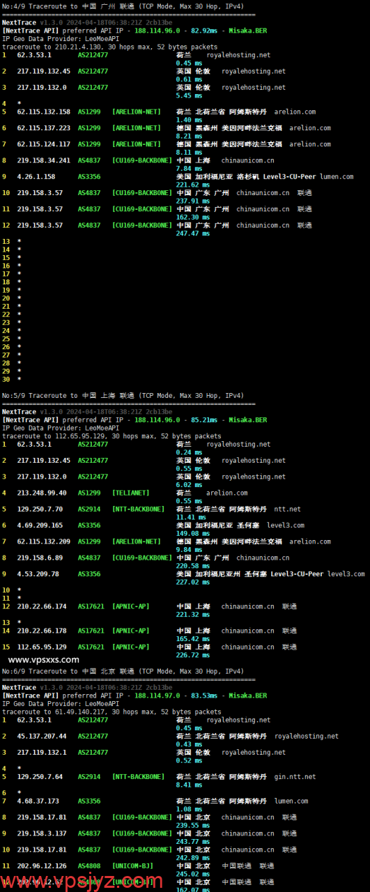 Airnode Hosting荷兰VPS联通回程路由