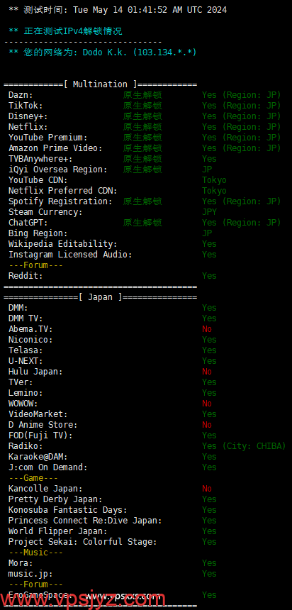 IPRaft日本原生IP双ISP VPS日本流媒体解锁能力测试