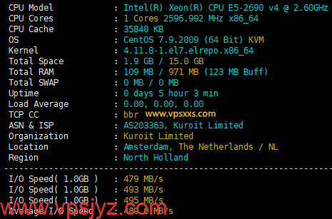 Kuroit荷兰VPS硬件测试