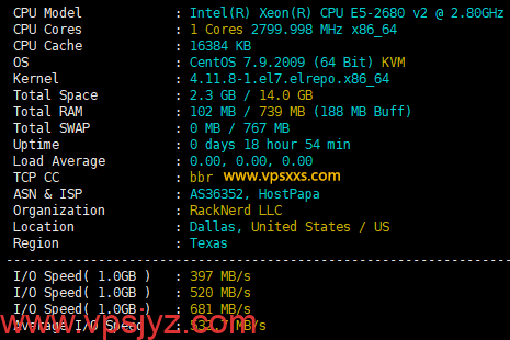 RackNerd美国达拉斯VPS硬件测试