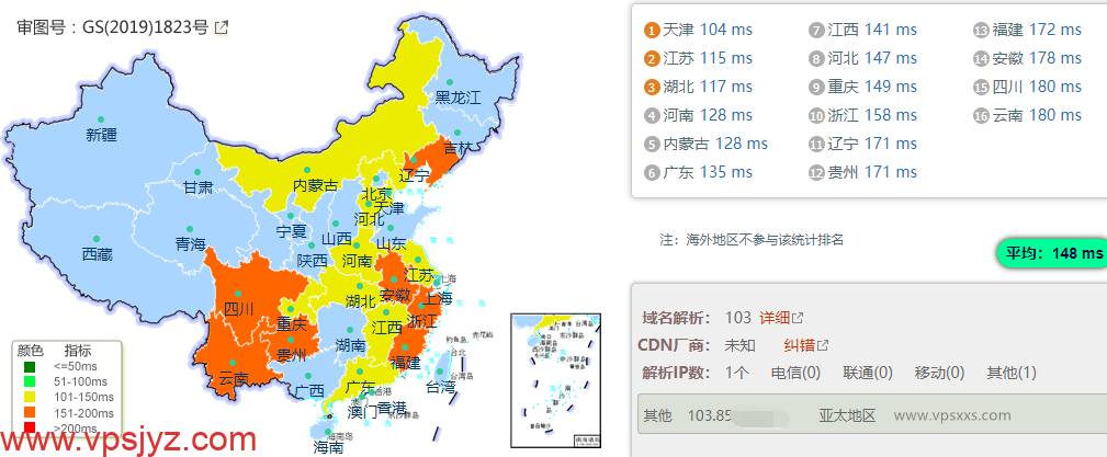 LOCVPS日本东京VPS国内ping