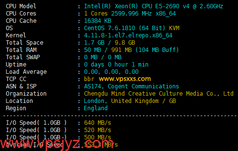 丽萨主机英国双ISP VPS硬件测试