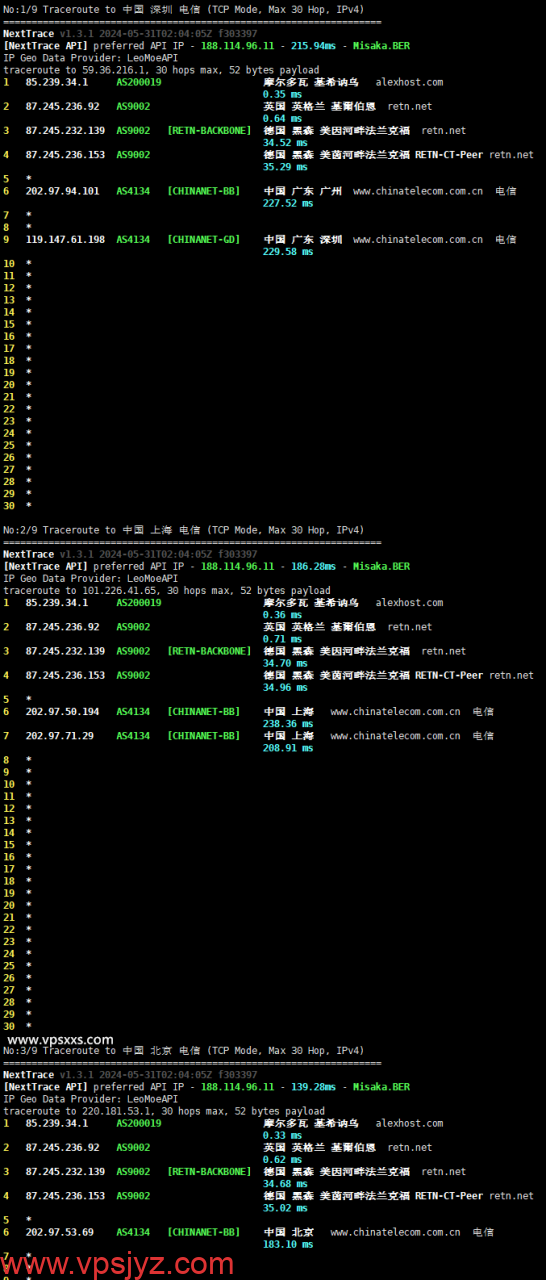 AlexHost摩尔多瓦抗投诉VPS电信回程路由