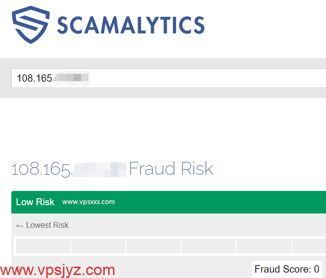 IPRaft盐湖城美国双ISP VPS scamalytics IP风险值检测