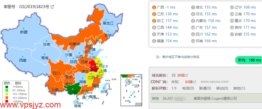 六六云美国CN2 GIA原生IP VPS国内ping