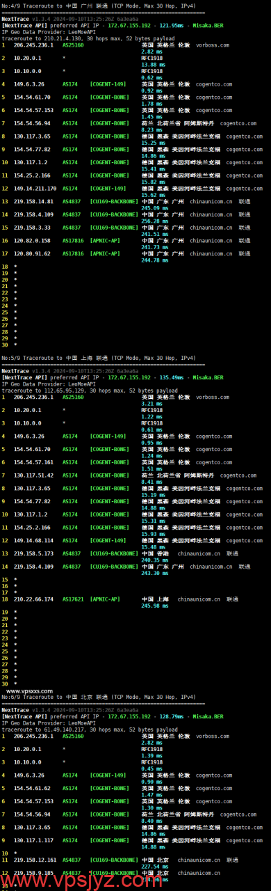 丽萨主机英国家宽IP VPS联通回程路由