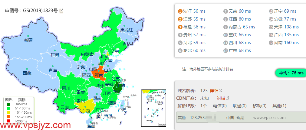 zlidc中国台湾VPS国内ping