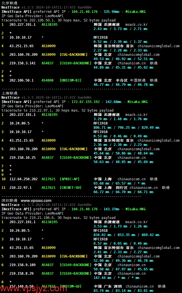 丽萨主机韩国双ISP家宽VPS联通回程路由